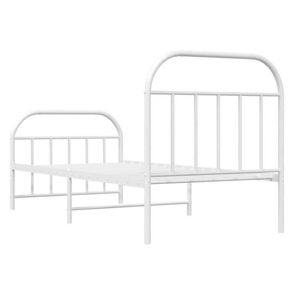 vidaXL Sängram med huvudgavel och fotgavel vit metall 90x190 cm