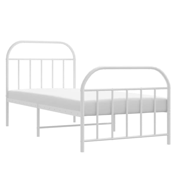 vidaXL Sengeramme i metall med hode- og fotgavl hvit 80x200 cm