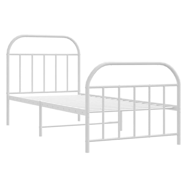 vidaXL Sengeramme i metall med hode- og fotgavl hvit 80x200 cm