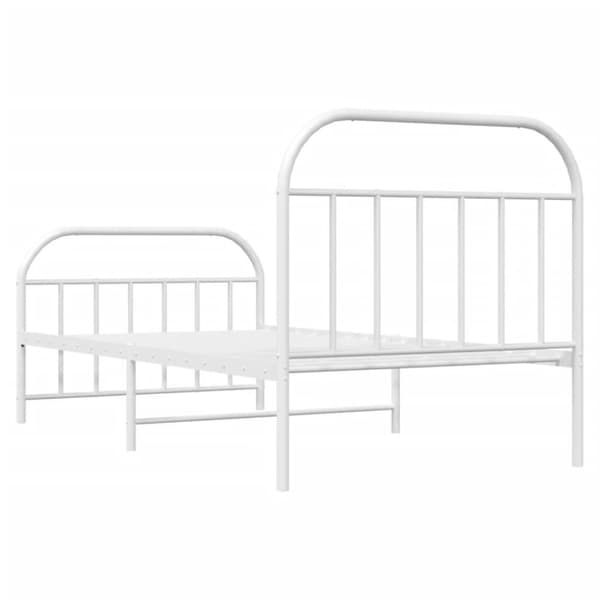vidaXL Sengeramme i metall med hode- og fotgavl hvit 107x203 cm