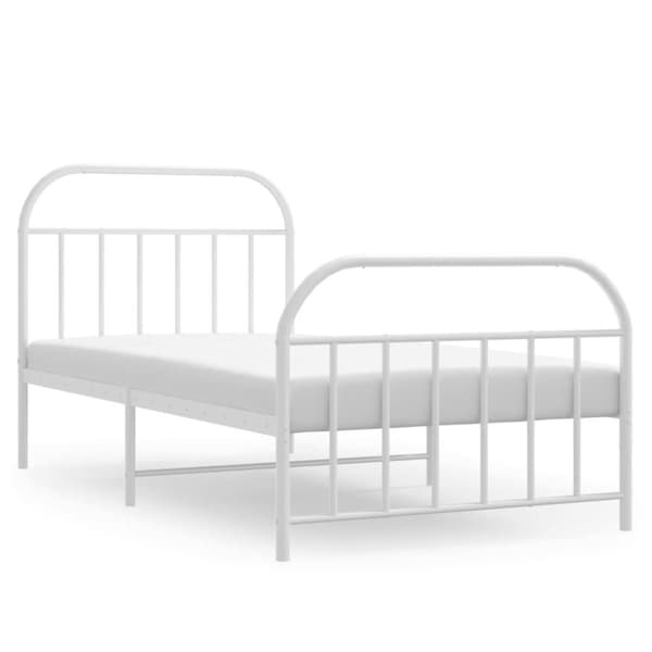 vidaXL Sengeramme i metall med hode- og fotgavl hvit 107x203 cm