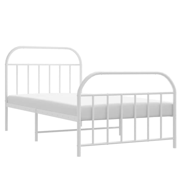 vidaXL sengeramme med sengegavl og fodgærde 107x203 cm metal hvid
