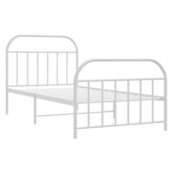 vidaXL sengeramme med sengegavl og fodgærde 107x203 cm metal hvid