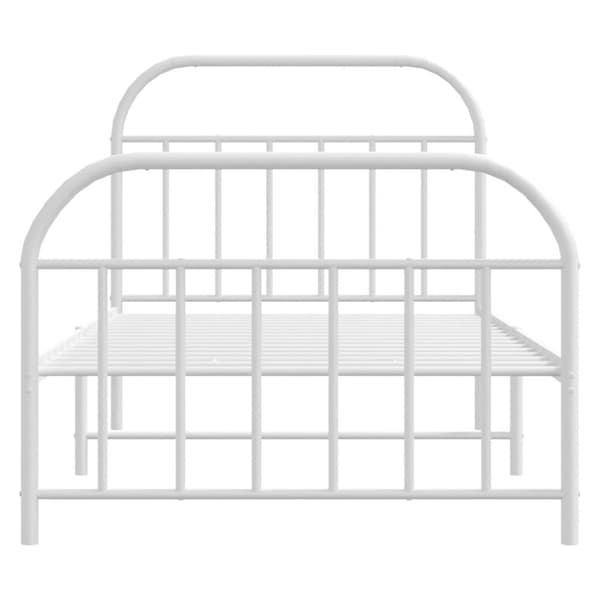 vidaXL sengeramme med sengegavl og fodgærde 107x203 cm metal hvid