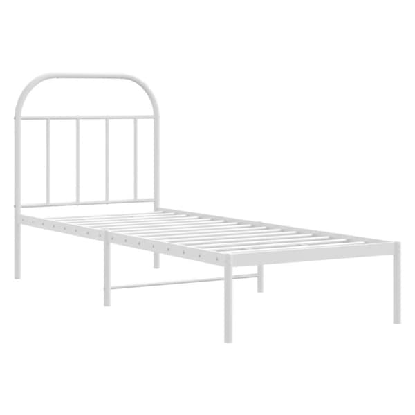 vidaXL sengeramme med sengegavl 75x190 cm metal hvid