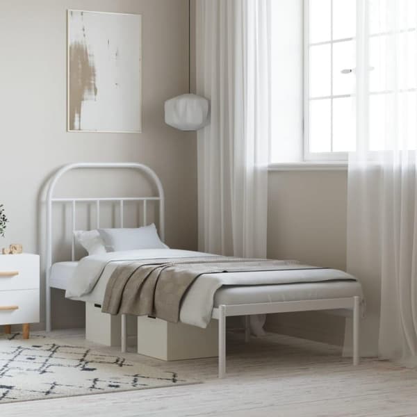 vidaXL sengeramme med sengegavl 75x190 cm metal hvid
