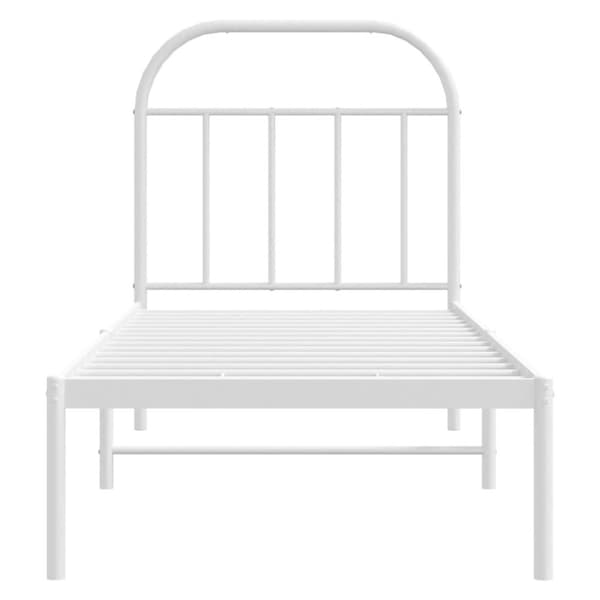 vidaXL Sengeramme i metall uten madrass med hodegavl hvit 75x190 cm