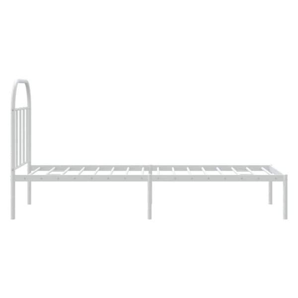 vidaXL Sengeramme i metall uten madrass med hodegavl hvit 75x190 cm