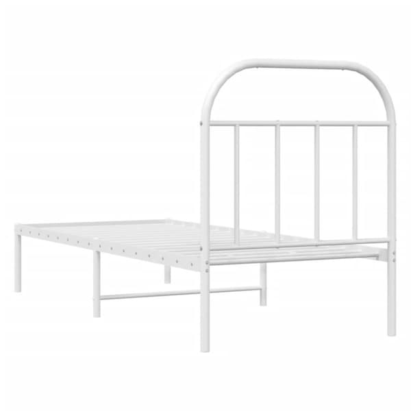 vidaXL Sengeramme i metall uten madrass med hodegavl hvit 75x190 cm