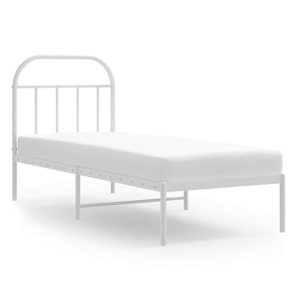 vidaXL Sengeramme i metall uten madrass med hodegavl hvit 75x190 cm