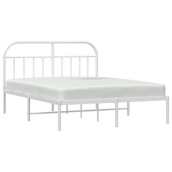 vidaXL Sängram med huvudgavel metall vit 140x200 cm