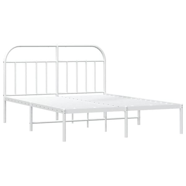 vidaXL Sängram med huvudgavel metall vit 140x200 cm