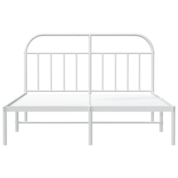vidaXL Sängram med huvudgavel metall vit 140x200 cm