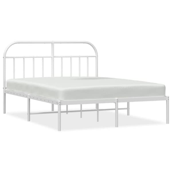 vidaXL Sängram med huvudgavel metall vit 140x200 cm
