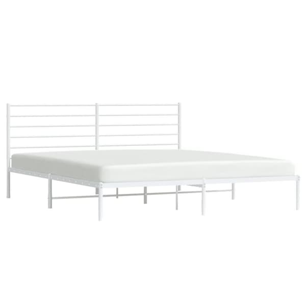 vidaXL Sengeramme i metall med sengegavl hvit 180x200 cm