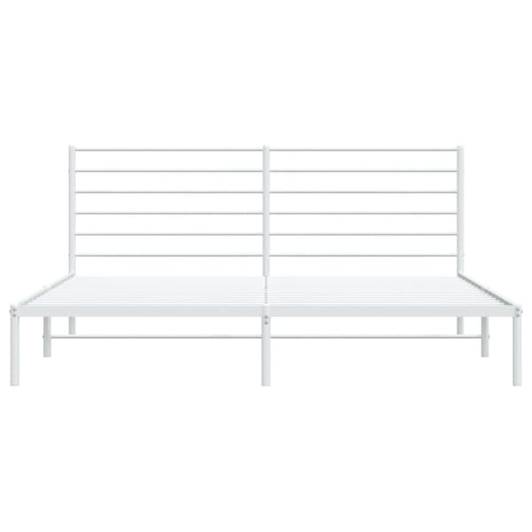 vidaXL Sengeramme i metall med sengegavl hvit 180x200 cm