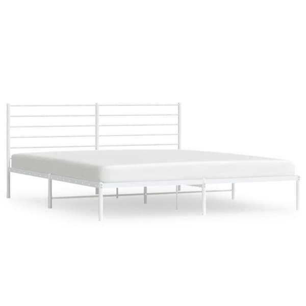 vidaXL Sengeramme i metall med sengegavl hvit 180x200 cm