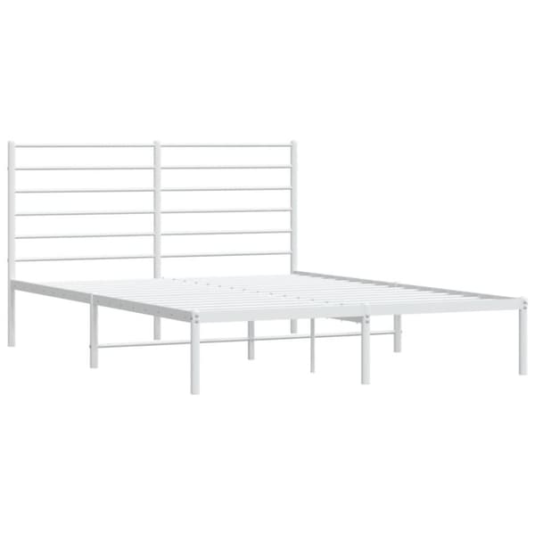 vidaXL Sengeramme i metall med hodegavl hvit 120x200 cm