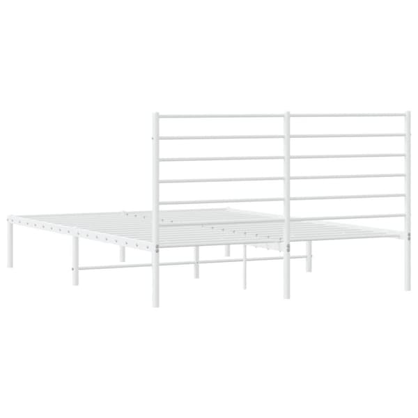 vidaXL Sengeramme i metall med hodegavl hvit 120x200 cm