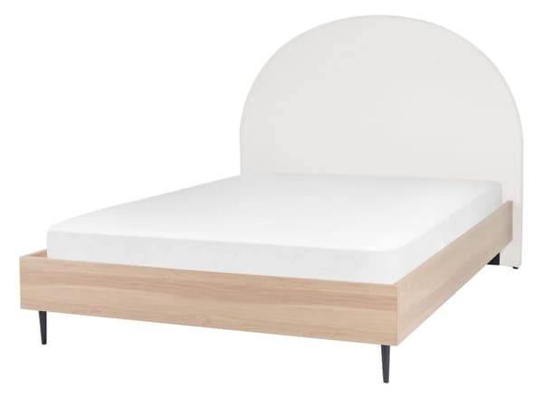 Seng Hvit Stoff 140 x 200 cm Polstret sengegavl Metallben Moderne stil Sengeramme Soverom