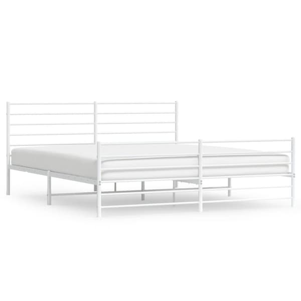 vidaXL sengeramme med sengegavl og fodgærde 180x200 cm metal hvid