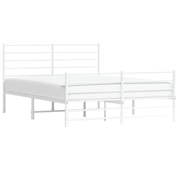 vidaXL sengeramme med sengegavl og fodgærde 160x200 cm metal hvid