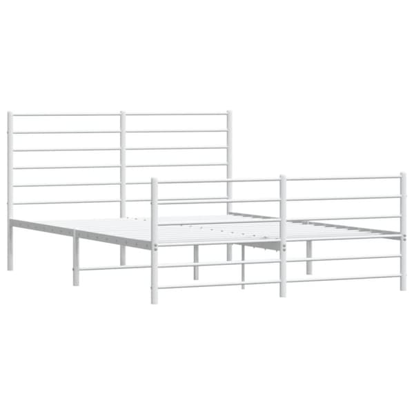 vidaXL sengeramme med sengegavl og fodgærde 160x200 cm metal hvid