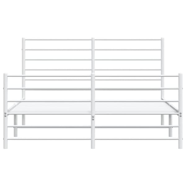 vidaXL sengeramme med sengegavl og fodgærde 160x200 cm metal hvid