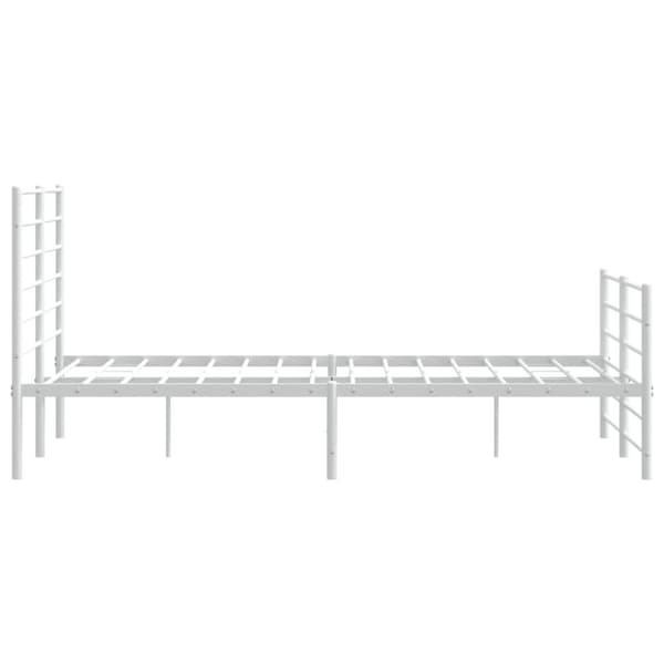 vidaXL sengeramme med sengegavl og fodgærde 160x200 cm metal hvid