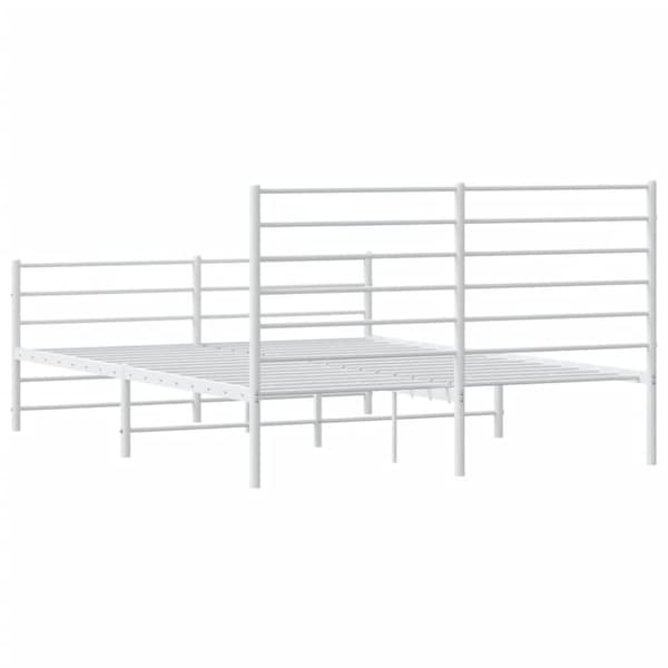 vidaXL sengeramme med sengegavl og fodgærde 160x200 cm metal hvid
