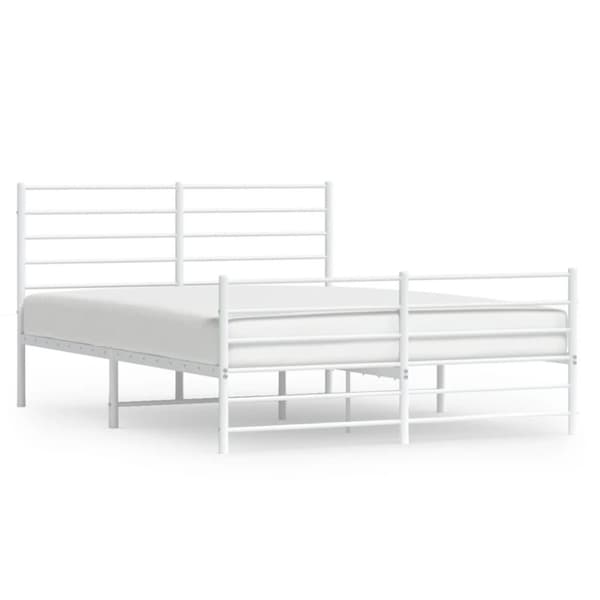 vidaXL sengeramme med sengegavl og fodgærde 160x200 cm metal hvid