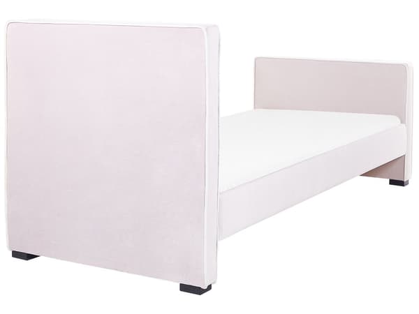 Seng Rosa Fløyel Polstret Ramme 90 x 200 cm Enkeltseng Soverom Barnerom Moderne Tradisjonell