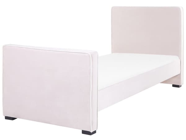 Seng Rosa Fløyel Polstret Ramme 90 x 200 cm Enkeltseng Soverom Barnerom Moderne Tradisjonell