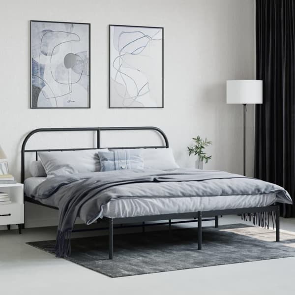 vidaXL Sengeramme i metall med sengegavl svart 180x200 cm