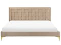 Miniatyrbillede 5 af 10: Seng Taupe Velour 160 x 200 cm Moderne To Mands Seng Flettet Sengegavl Dobbeltseng Sengeramme Retro Design Metalben