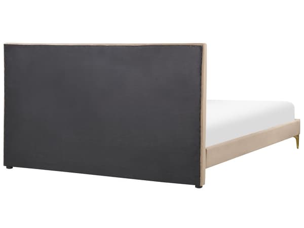 Seng Taupe Velour 160 x 200 cm Moderne To Mands Seng Flettet Sengegavl Dobbeltseng Sengeramme Retro Design Metalben
