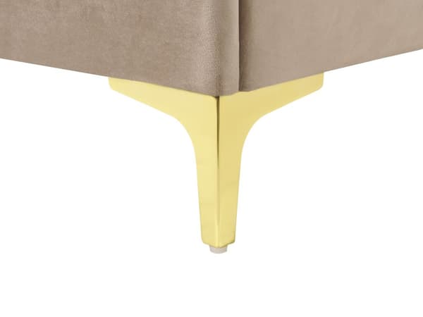 Seng Taupe Velour 160 x 200 cm Moderne To Mands Seng Flettet Sengegavl Dobbeltseng Sengeramme Retro Design Metalben