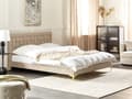 Miniatyrbillede 2 af 10: Seng Taupe Velour 160 x 200 cm Moderne To Mands Seng Flettet Sengegavl Dobbeltseng Sengeramme Retro Design Metalben