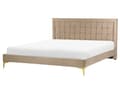 Miniatyrbillede 1 af 10: Seng Taupe Velour 160 x 200 cm Moderne To Mands Seng Flettet Sengegavl Dobbeltseng Sengeramme Retro Design Metalben