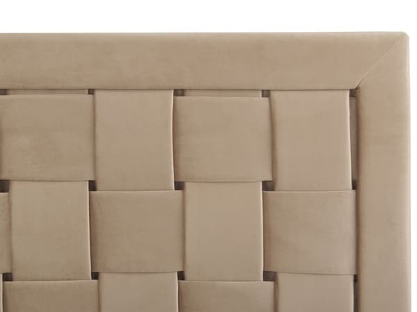 Dubbelsäng Klädd Sängram 140 x 200 cm Taupe Sammet Ben i Guld Färg