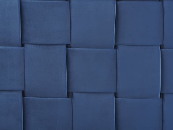 Parisänky laivastonsininen sametti verhoiltu 160 x 200 cm sälepohja punottu sängynpääty moderni glamour tyyli