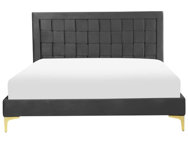 Parisänky musta sametti verhoiltu 140 x 200 cm sälepohja punottu sängynpääty moderni glamour tyyli
