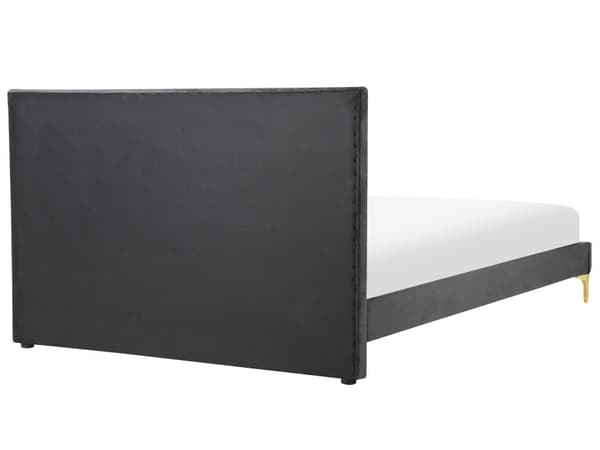 Parisänky musta sametti verhoiltu 140 x 200 cm sälepohja punottu sängynpääty moderni glamour tyyli