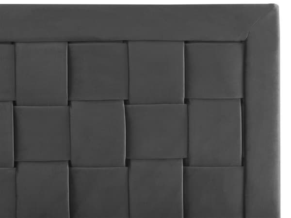Seng Sort Velour 160 x 200 cm Moderne To Mands Seng Flettet Sengegavl Dobbeltseng Sengeramme Retro Design Metalben