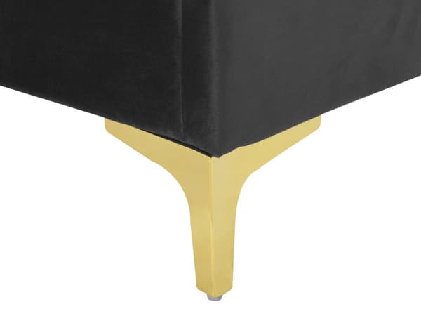 Seng Sort Velour 160 x 200 cm Moderne To Mands Seng Flettet Sengegavl Dobbeltseng Sengeramme Retro Design Metalben