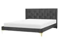 Miniatyrbillede 1 af 10: Seng Sort Velour 160 x 200 cm Moderne To Mands Seng Flettet Sengegavl Dobbeltseng Sengeramme Retro Design Metalben
