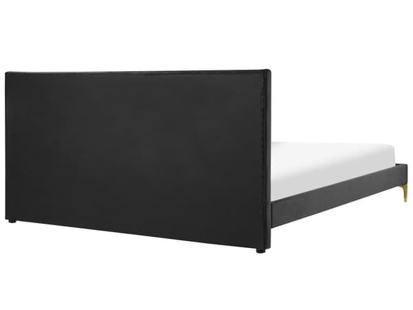 Seng Sort Velour 180 x 200 cm Moderne To Mands Seng Flettet Sengegavl Dobbeltseng Sengeramme Retro Design Metalben