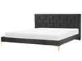 Miniatyrbillede 1 af 10: Seng Sort Velour 180 x 200 cm Moderne To Mands Seng Flettet Sengegavl Dobbeltseng Sengeramme Retro Design Metalben