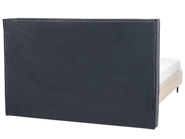 Sengeramme Mørkegrå 160 x 200 cm Polstret sengegavl MDF-ramme Metallben Moderne design Soverom Dobbeltseng