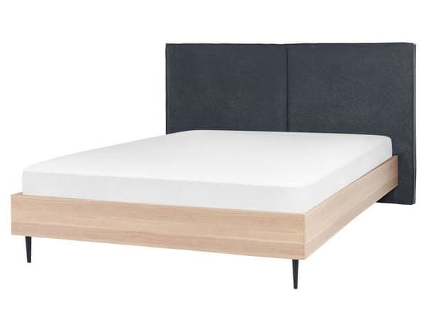 Sengeramme Mørkegrå 160 x 200 cm Polstret sengegavl MDF-ramme Metallben Moderne design Soverom Dobbeltseng